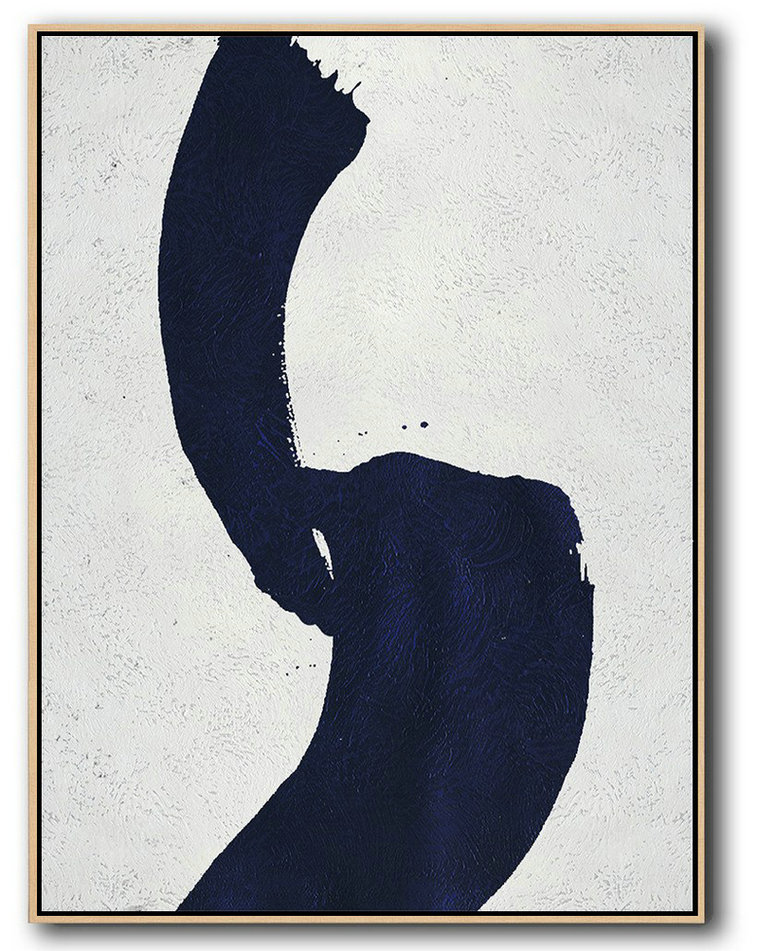 Handmade Large Contemporary Art,Buy Hand Painted Navy Blue Abstract Painting Online,Pop Art Canvas